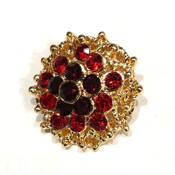 Fashion Jewelry Red Jeweled Mini Brooch Pin (A)141 - Picture 1 of 4